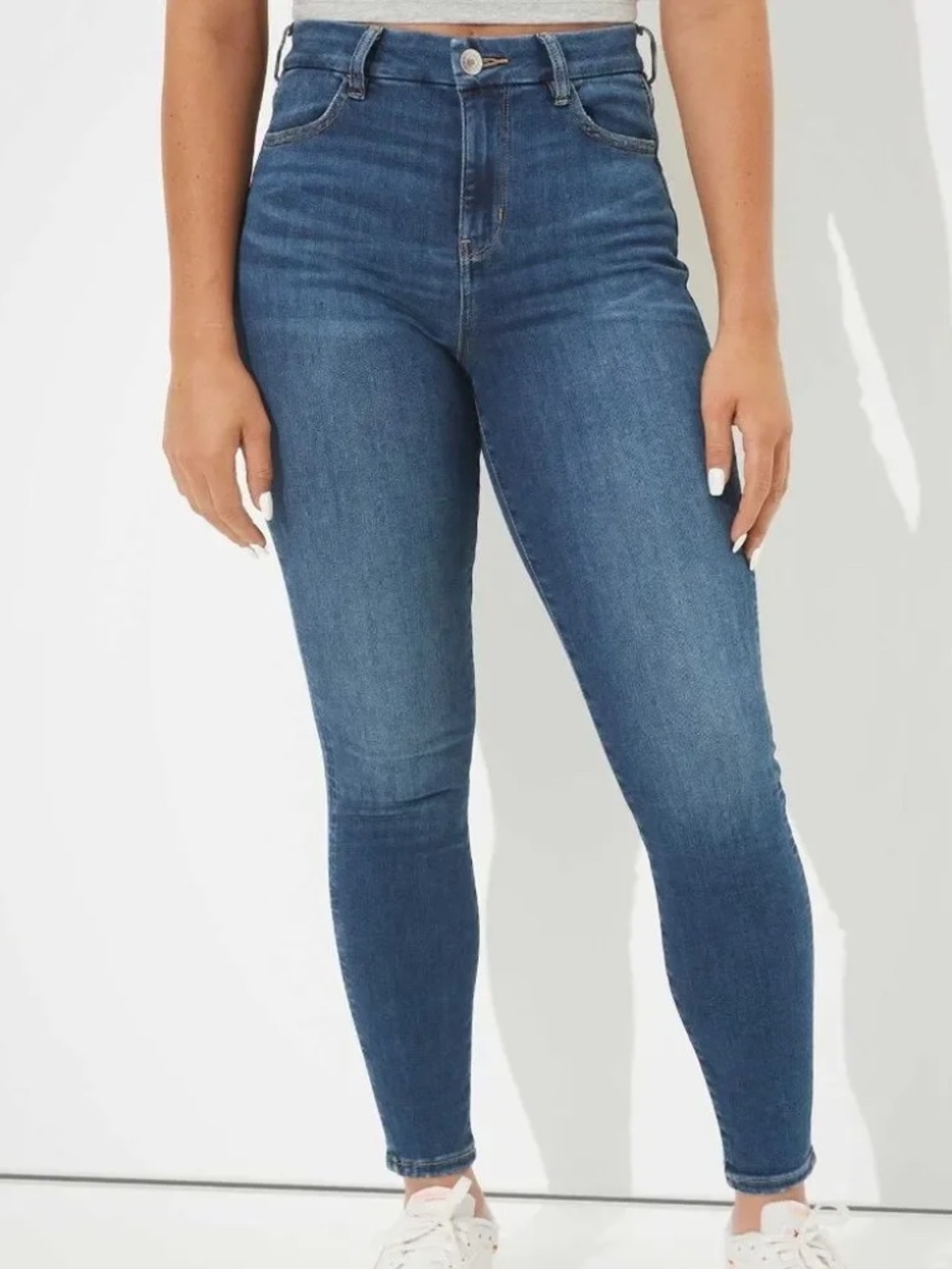 American Eagle Super Hi-Rise Jegging Skinny Jeans Stretch Medium Wash Size 8